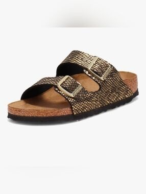 Birkenstock Women's, Arizona Soft Footbed Sandal - Narrow Width Black Python